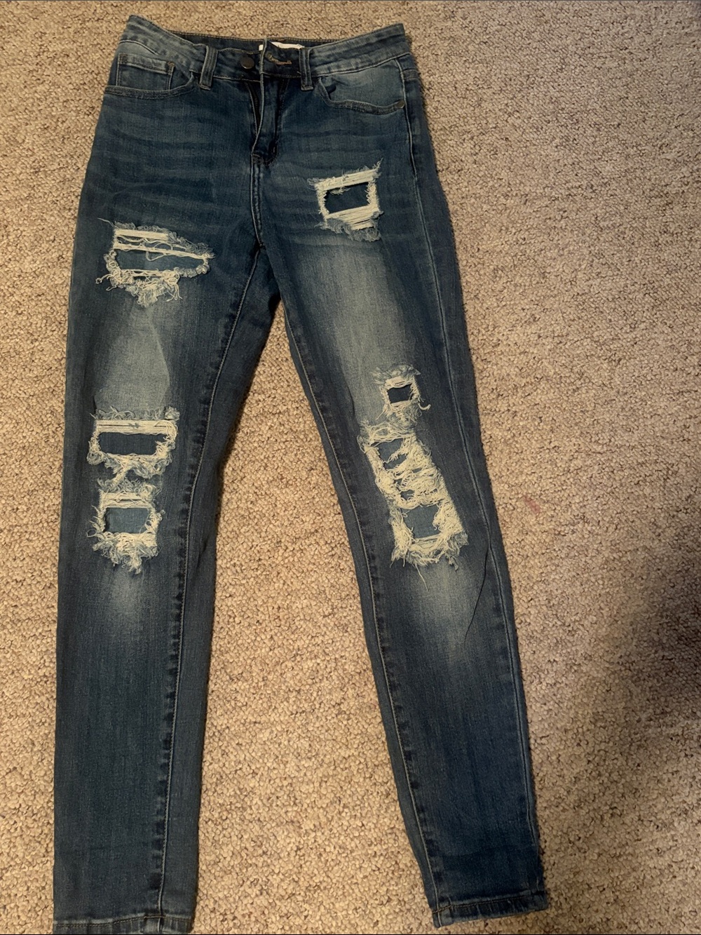 KanCan distressed dark blue skinny jeans
